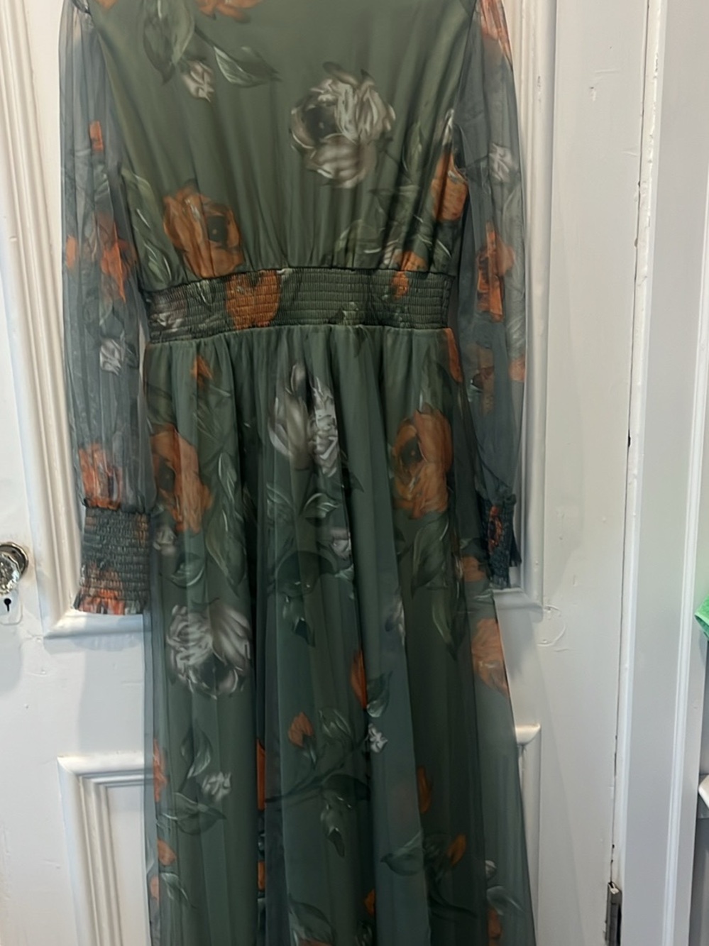 Baltic Born Floral Dress Size Large. Green and Burnt Orange